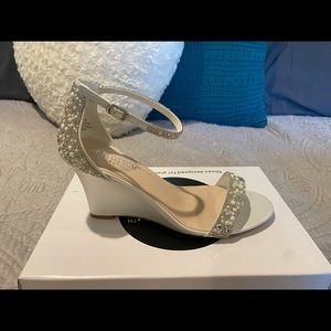 BRAND NEW, De Blossom collection embellished wedge heels size 8.5 US women’s